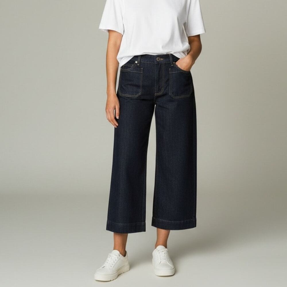 Maeve Anthropologie The Colette Jeans Women's Sz 27 Dark Wash Crop Wide Leg
